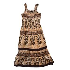 Shyanne Boho Dress Womens XL Brown Geometric Festival Western Sleeveless Country